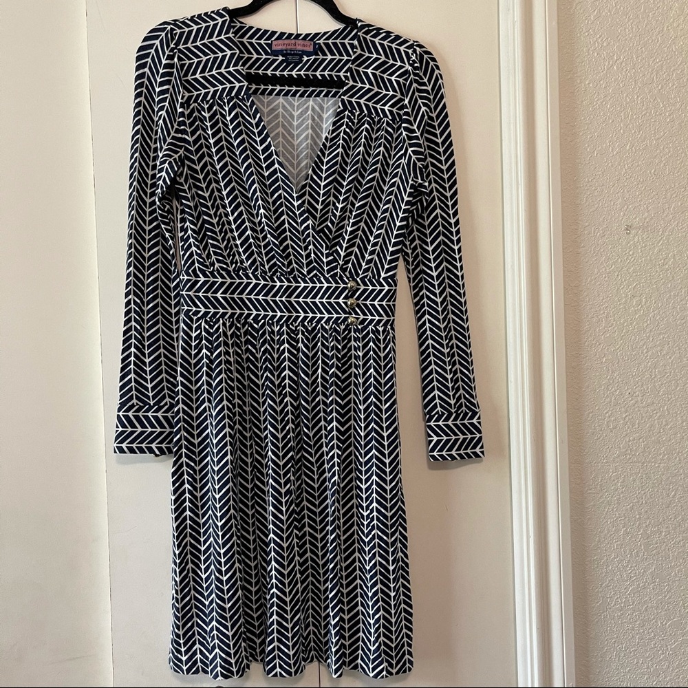 Vineyard Vines Navy Blue Chevron Dress